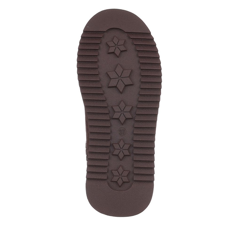 Ital-Design Echtleder Damen Slip-On Schuh mit Profilsohle für Freizeit Snowboots (92392465) Flach Flache Stiefeletten in Braun Bild 2