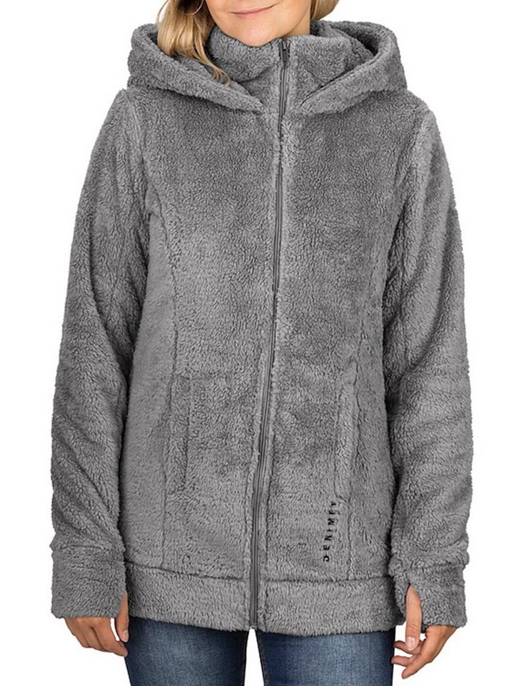 DENIMFY Outdoorjacke Damen Fleecejacke DFMila Regular Fit Kapuzenjacke mit Teddyfleece