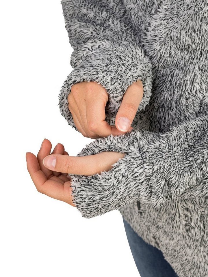 DENIMFY Outdoorjacke Damen Fleecejacke DFMila Regular Fit Kapuzenjacke mit Teddyfleece Bild 2