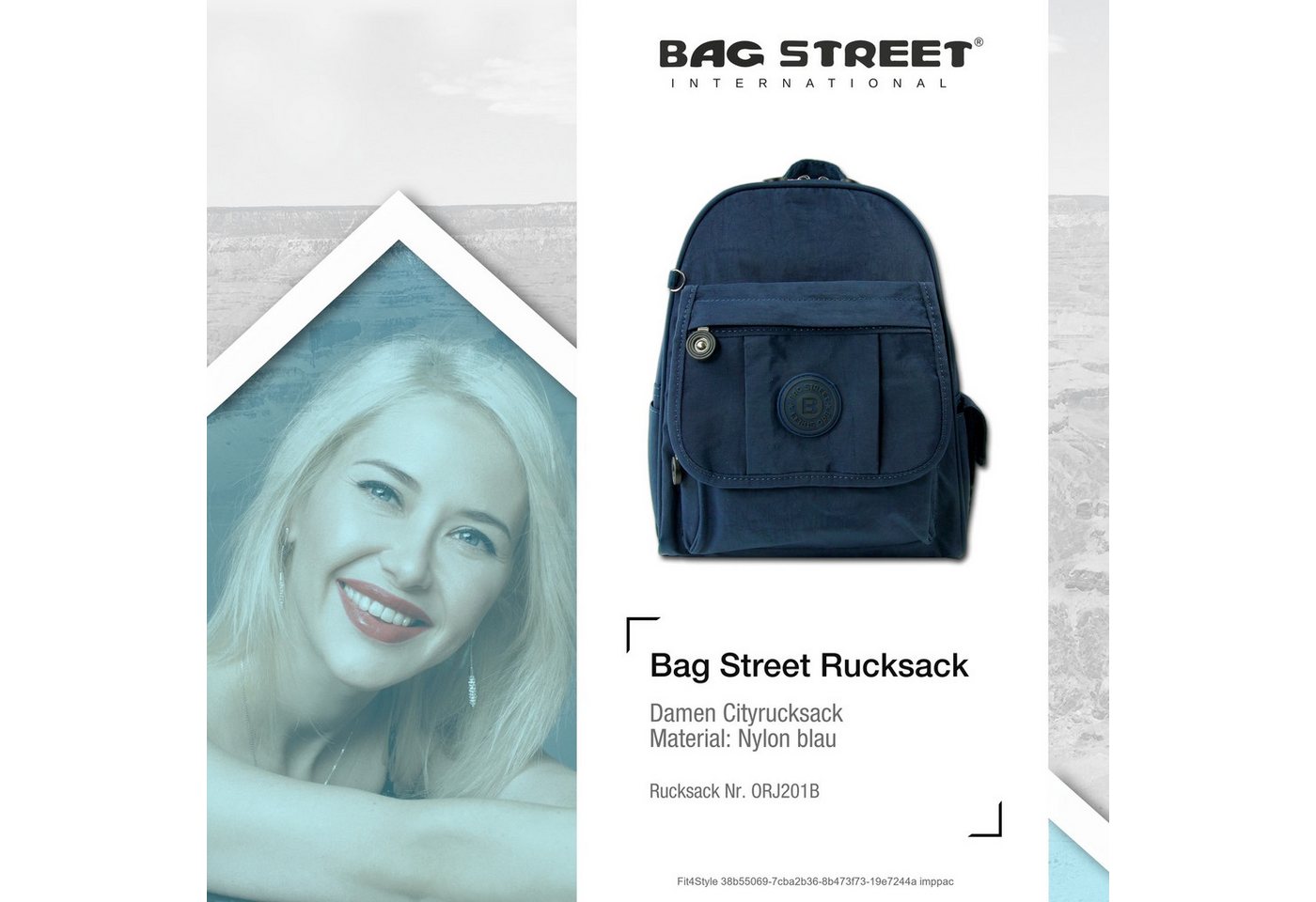 BAG STREET Freizeitrucksack Bag Street Rucksack Crinkle Nylon navy (Cityrucksack), Damen, Jugend Cityrucksack, Freizeitrucksack Nylon, blau ca. 30cm hoch Bild 3