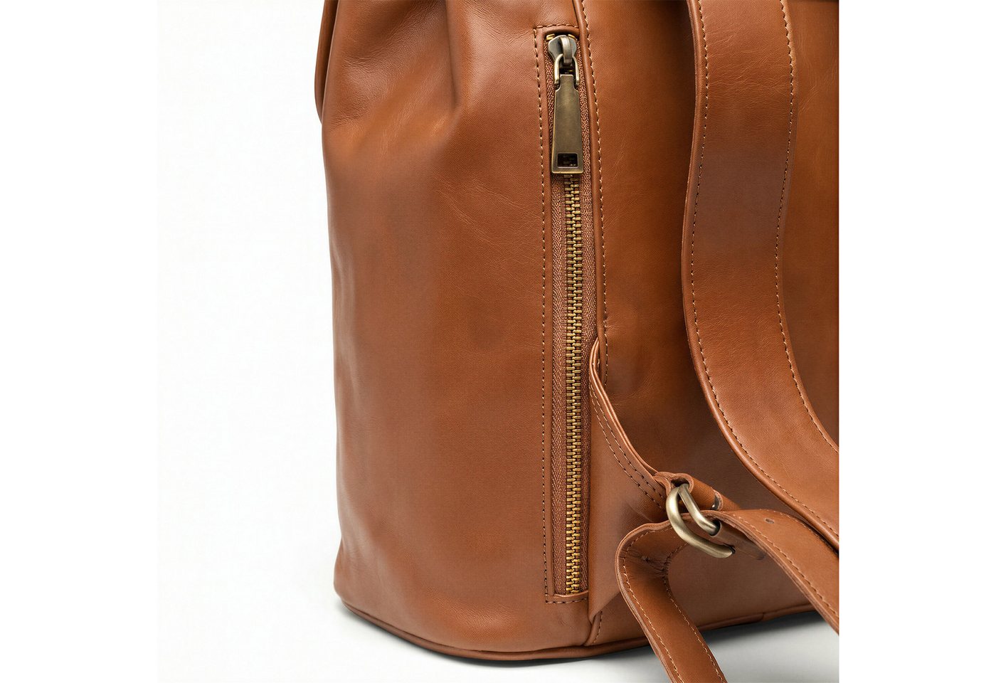 SID & VAIN Rucksack echt Leder Rucksack 15 Zoll Laptop Fach chestnut, Cityrucksack 15,4 Zoll Echtleder, Rucksack Damen Herren hellbraun Bild 3
