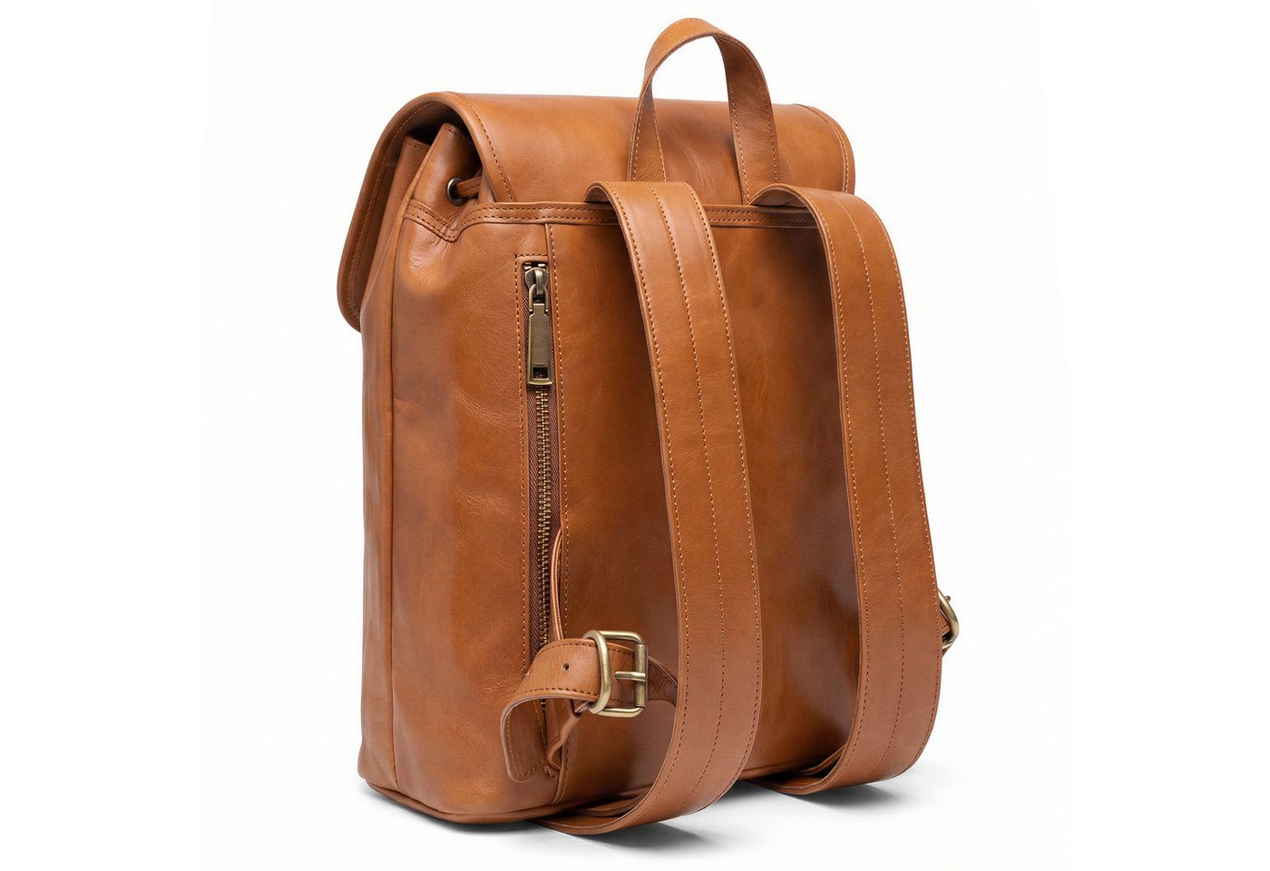 SID & VAIN Rucksack echt Leder Rucksack 15 Zoll Laptop Fach chestnut, Cityrucksack 15,4 Zoll Echtleder, Rucksack Damen Herren hellbraun Bild 5