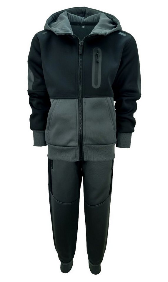 Fashion Boy Jogginganzug Freizeitanzug 2-teilig mit Fleece – Kapuzenjacke & Jogginghose JF3739e (Set, Kapuzenjacke & Jogginghose), für Kinder, mit praktischen Reißverschlusstaschen