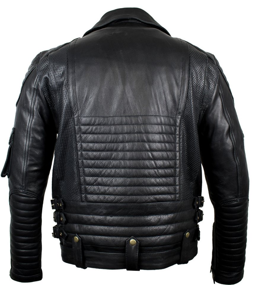 MDM Motorradjacke Herren Motorrad Lederjacke aus echtem Rindsnappaleder mit Protektoren (1 × Herren Motorrad Lederjacke) in verschiedenen Farben erhältlich Bild 2
