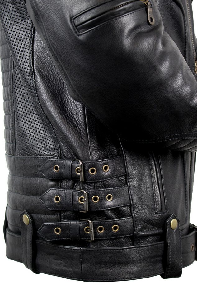 MDM Motorradjacke Herren Motorrad Lederjacke aus echtem Rindsnappaleder mit Protektoren (1 × Herren Motorrad Lederjacke) in verschiedenen Farben erhältlich Bild 4