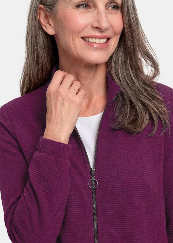 GOLDNER Outdoorjacke Jerseyjacke mit Ottomanstruktur Sportive Blouson-Form mit Stehkragen, Reißverschluss und Gummibund