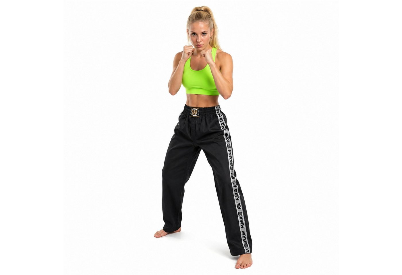 BAY-Sports Sporthose Kampfsporthose KRAV MAGA STRIPES Hose lang Kampfsport 100 % Baumwolle, 8 Unzen, weiter Schnitt, Trainingshose Schwarz/Grau Bild 3