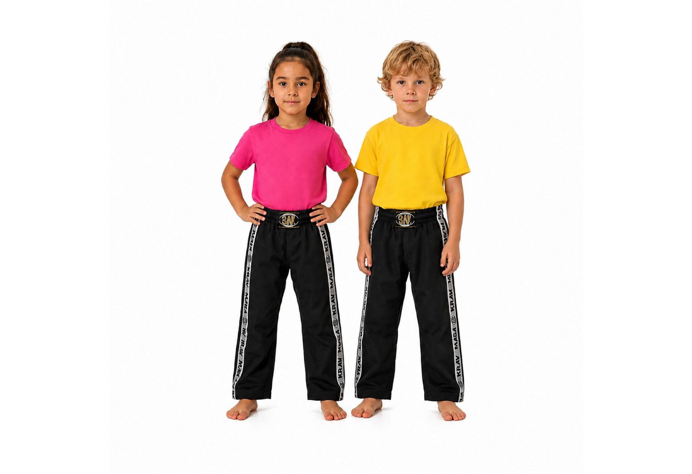 BAY-Sports Sporthose Kampfsporthose KRAV MAGA STRIPES Hose lang Kampfsport 100 % Baumwolle, 8 Unzen, weiter Schnitt, Trainingshose Schwarz/Grau Bild 4
