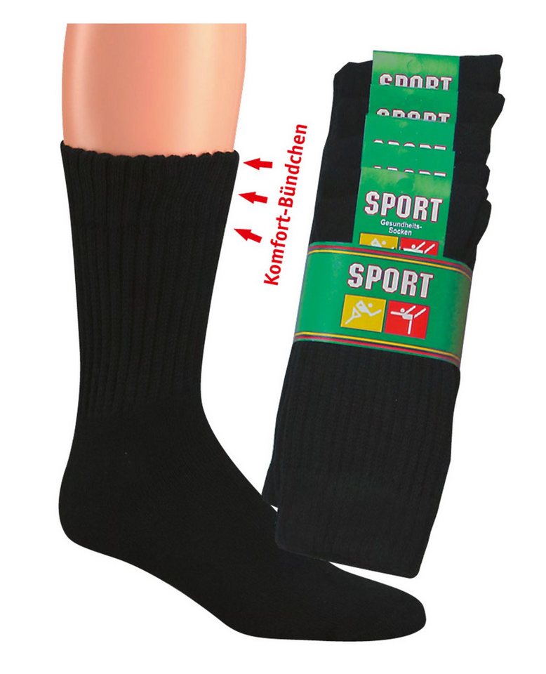 Wowerat Sportsocken 5 Paar Sport Gesundheitssocken mit Komfortbund Tennissocken schwarz (Set, 5 Paar) Extra-weiches Bündchen Bild 2