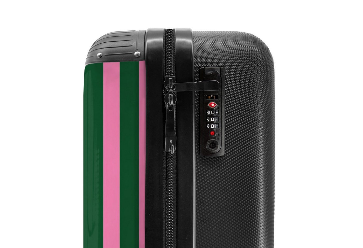 NoBoringSuitcases.com© Hartschalen-Trolley Vertikale Streifen - Grün - Rosa 55x35x20cm, Handgepäck Koffer & Trolleys, Luggage, Reisekoffer Frauen