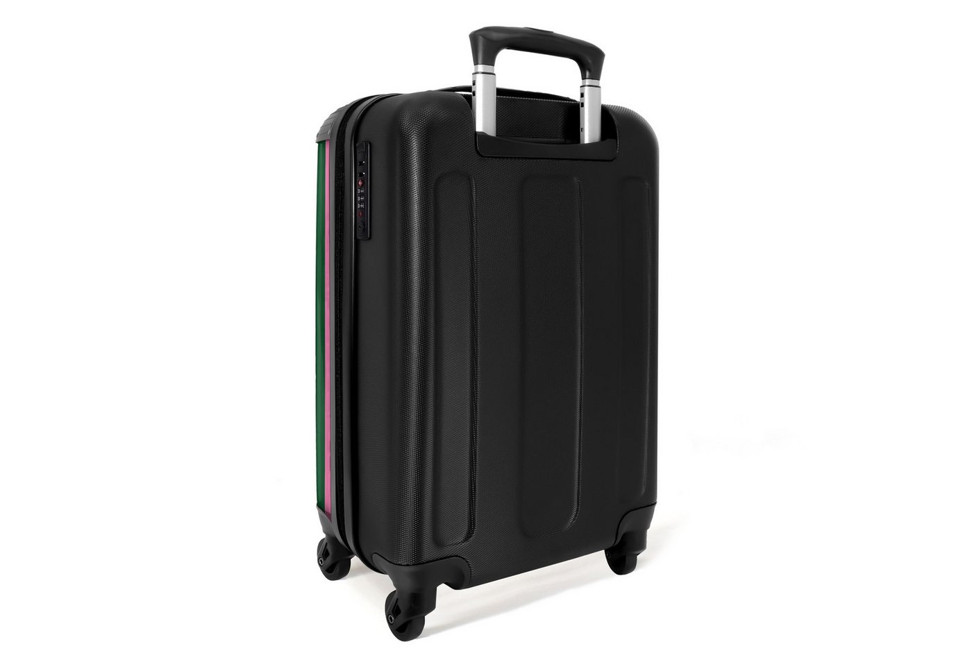 NoBoringSuitcases.com© Hartschalen-Trolley Vertikale Streifen - Grün - Rosa 55x35x20cm, Handgepäck Koffer & Trolleys, Luggage, Reisekoffer Frauen Bild 2