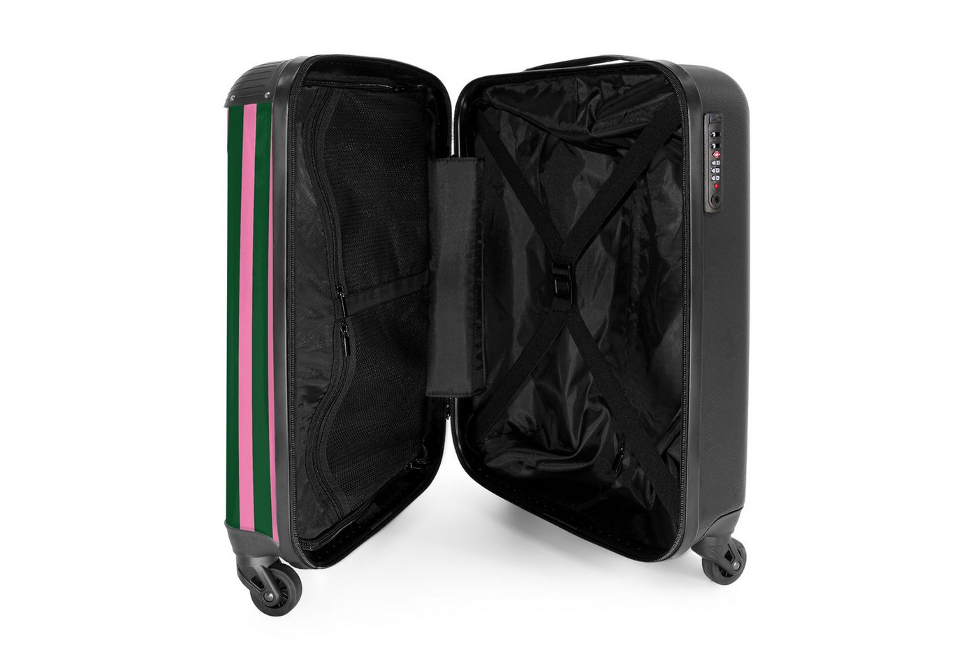 NoBoringSuitcases.com© Hartschalen-Trolley Vertikale Streifen - Grün - Rosa 55x35x20cm, Handgepäck Koffer & Trolleys, Luggage, Reisekoffer Frauen Bild 3