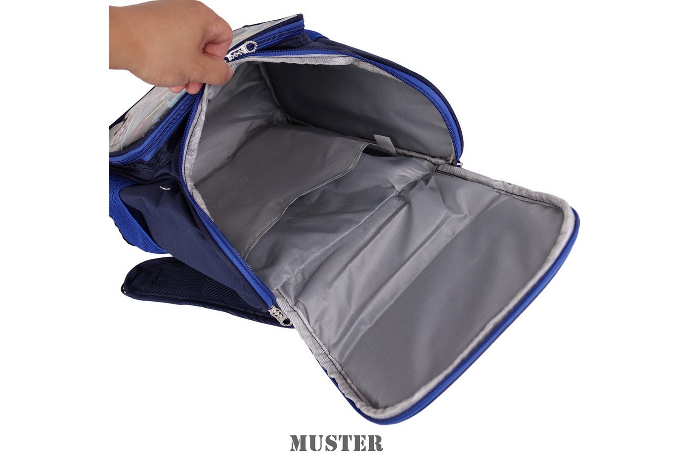 MIRROSI Schulranzen Kinder Schulranzen Rucksack 34x41x16 cm mit Motiv, Reflektorstreifen & Seitenfächern, gepolsterter Schulrucksack Bild 2