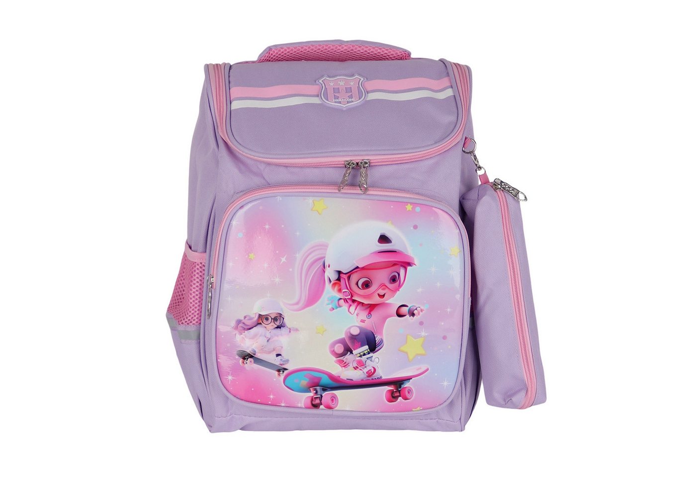 MIRROSI Schulranzen Kinder Schulranzen Rucksack 34x41x16 cm mit Motiv, Reflektorstreifen & Seitenfächern, gepolsterter Schulrucksack Bild 4