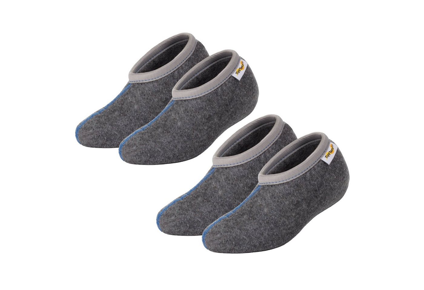 TippTexx 24 Funktionssocken 2 Paar Stiefelsocken Grau mit Wolle für Kinder ideal für Gummistiefel
