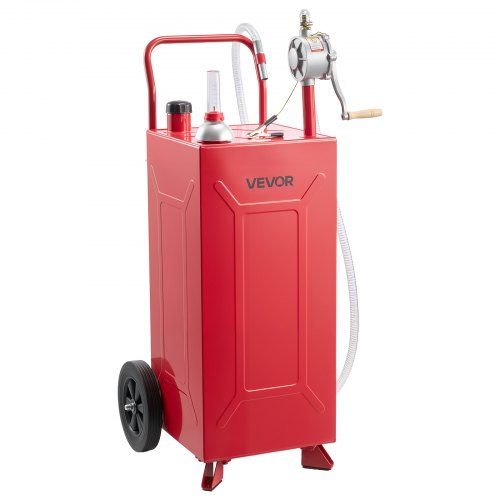 VEVOR 113,6L Kraftstofftrolley Mobile Tankanlage mit Manueller Handpumpe, Tragbarer Kraftstofftank für Auto Rasenmäher Boot, Mit 2 Rollen & Ölstandsanzeige, Für Benzin & Diesel, Kohlenstoffstahl, Rot