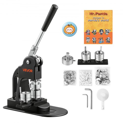 VEVOR Buttonmaschine 25 mm Badgemaker 500-tlg. Button-Ersatzteilset Schwarz, mit Kreisschneider Zauberbuch Sechskantschlüsseln für DIY-Anstecker Pins Kühlschrankmagnete & Schlüsselanhänger