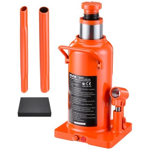 VEVOR Hydraulischer Flaschenheber 20 t Hubbereich 245–465 mm Wagenheber für Baufahrzeuge Schwerlastwagen Busse und Fahrzeugreparaturen, mit Überlastschutzventil Verbreiterter Basis und Langem Griff