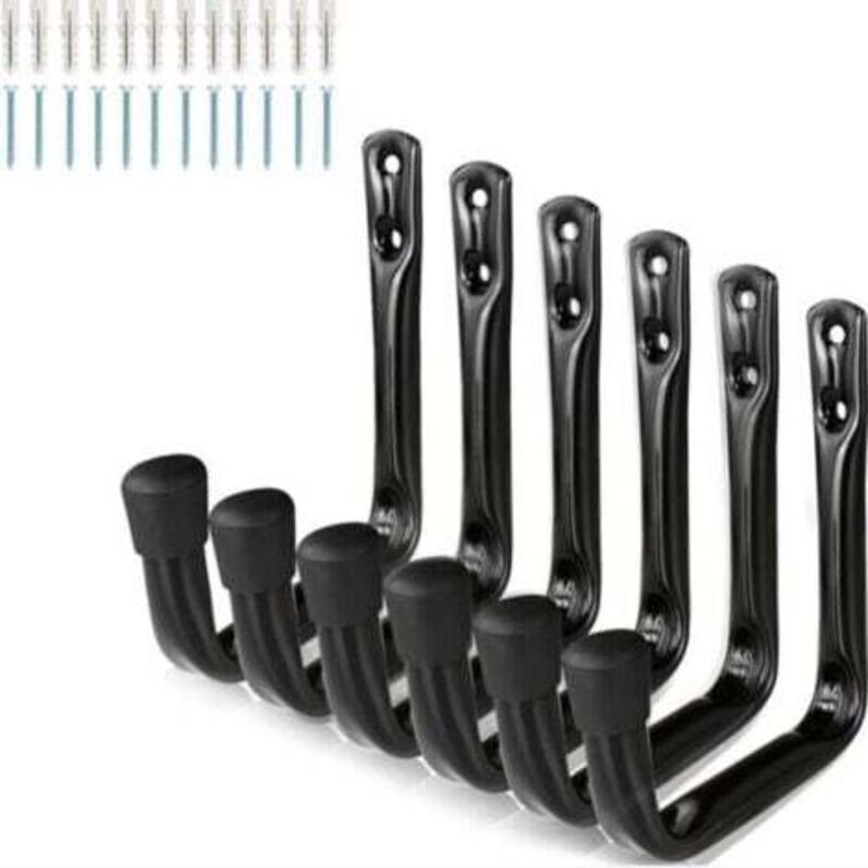 Set Aus 6 Robusten J-förmigen Haken Für Die Garagenordnung, Wandhalterungen Aus Stahl