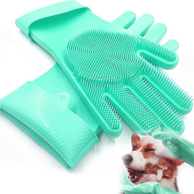 Pflegehandschuh Für Hunde Und Katzen, Weiche Silikon-massagehandschuhe, Weiche Bürste Für Katzen, Hunde Und Pferde, Weiches Silikon, Hautschonend (grün)