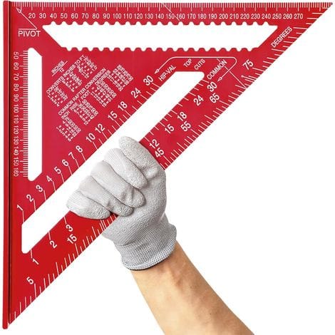(rot) 12-zoll-zimmermannswinkel Aus Aluminiumlegierung, Metrisches Dreiecklineal Zur Winkelmessung Für Zimmerleute Und Ingenieure