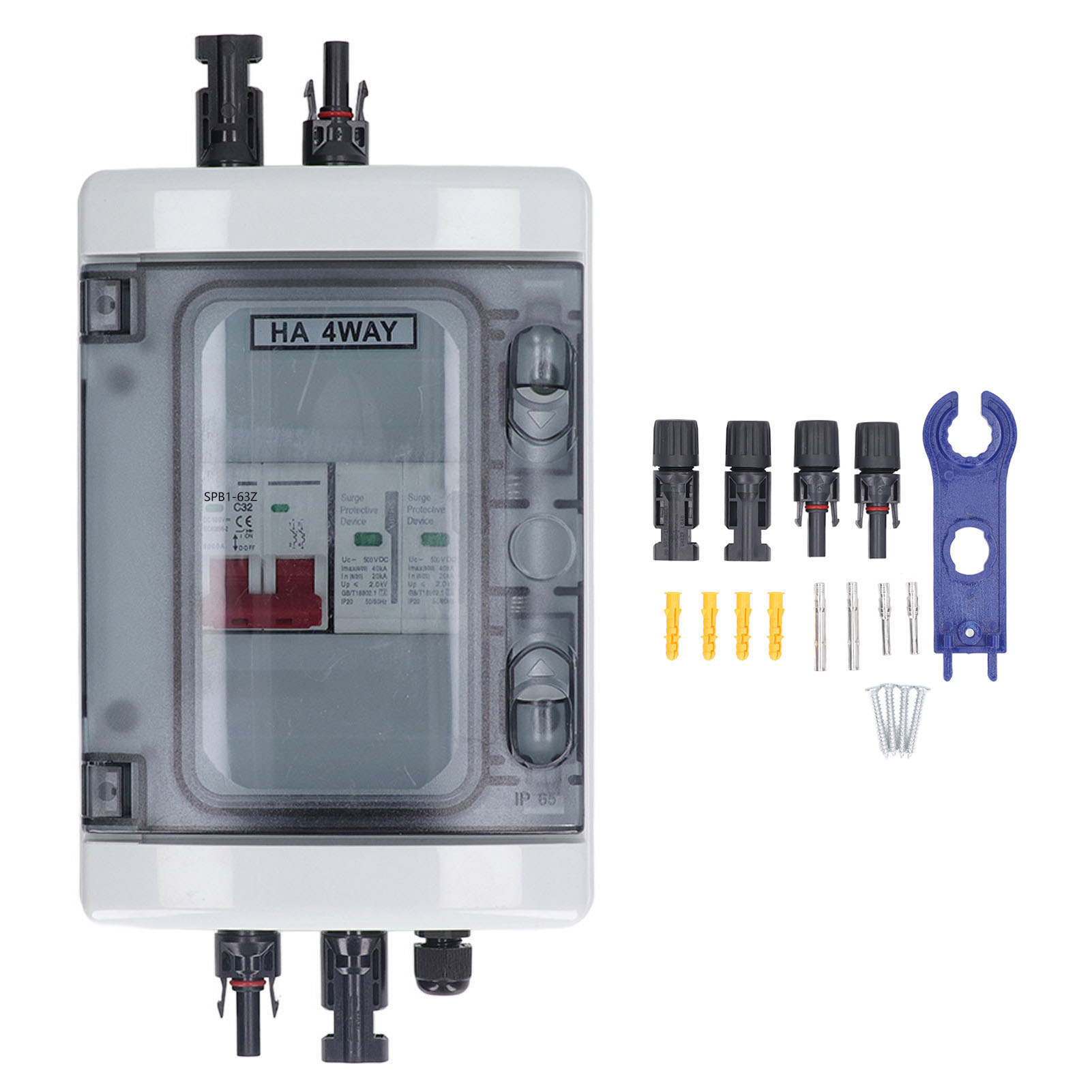 Ip65 Wasserdichter Solar-kombinationskasten Mit 500v 32a Dc-leistungsschalter Und Überspannungsschutz Für Photovoltaikmodule