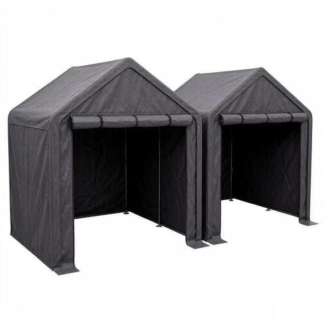2er-set Geräteschuppen 190x170x200cm, Fahrradgarage, Geräteschuppen, Garagenzelt, Gartenhaus Lagerzelt Fahrradschuppen Werkzeugzelt Lagergarage, Dunkelgrau