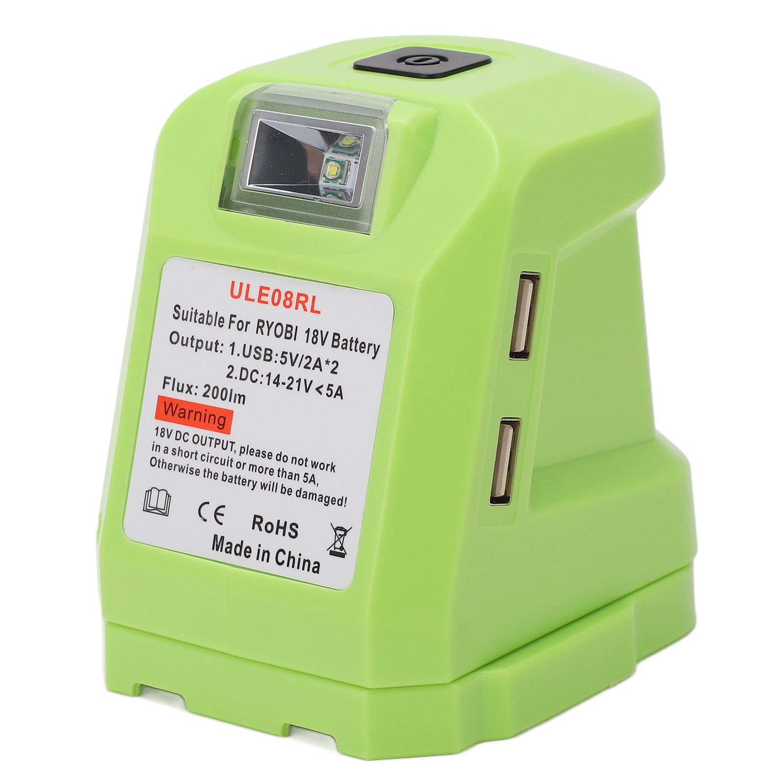 18-v-werkzeugakku-adapter Mit Projektor Und Zwei 5-v-2-a-usb-anschlüssen – Mehrzweck-lithium-konverter