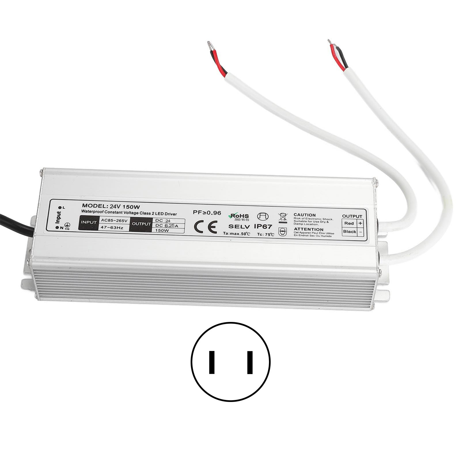 Ip67 Wasserdichtes 150w 24v 6,25a Led-netzteil Mit Ac85-265v Transformator Für Außenbeleuchtung