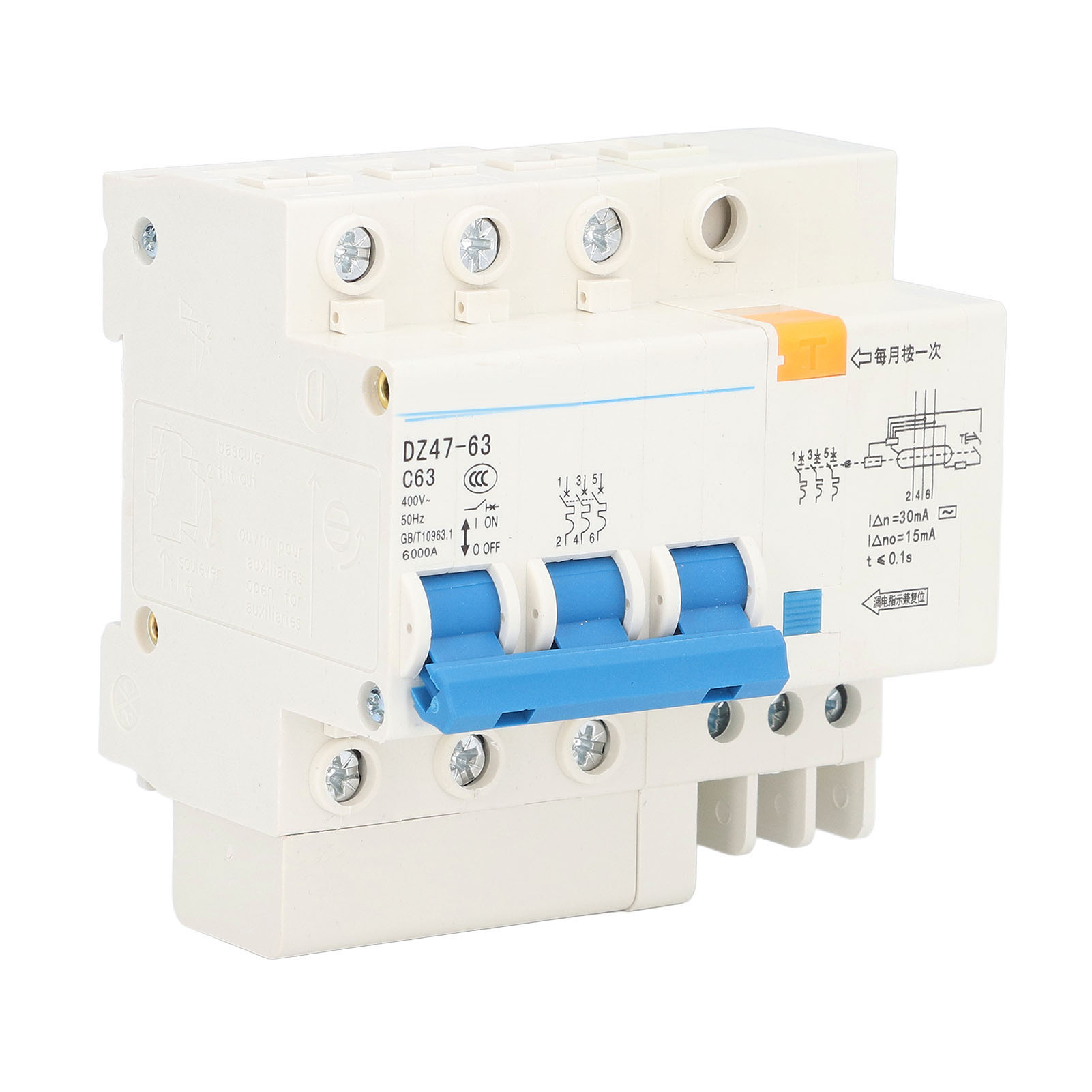 Miniatur-leistungsschalter 3p+n 63a 400v Mit Fehlerstrom- Und Überspannungsschutz