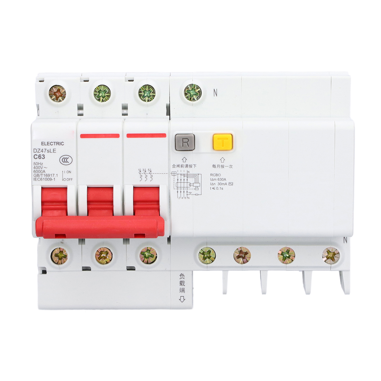 Miniatur-leistungsschalter C63 3p+n 63a 400v Ac Für Din-schienenmontage