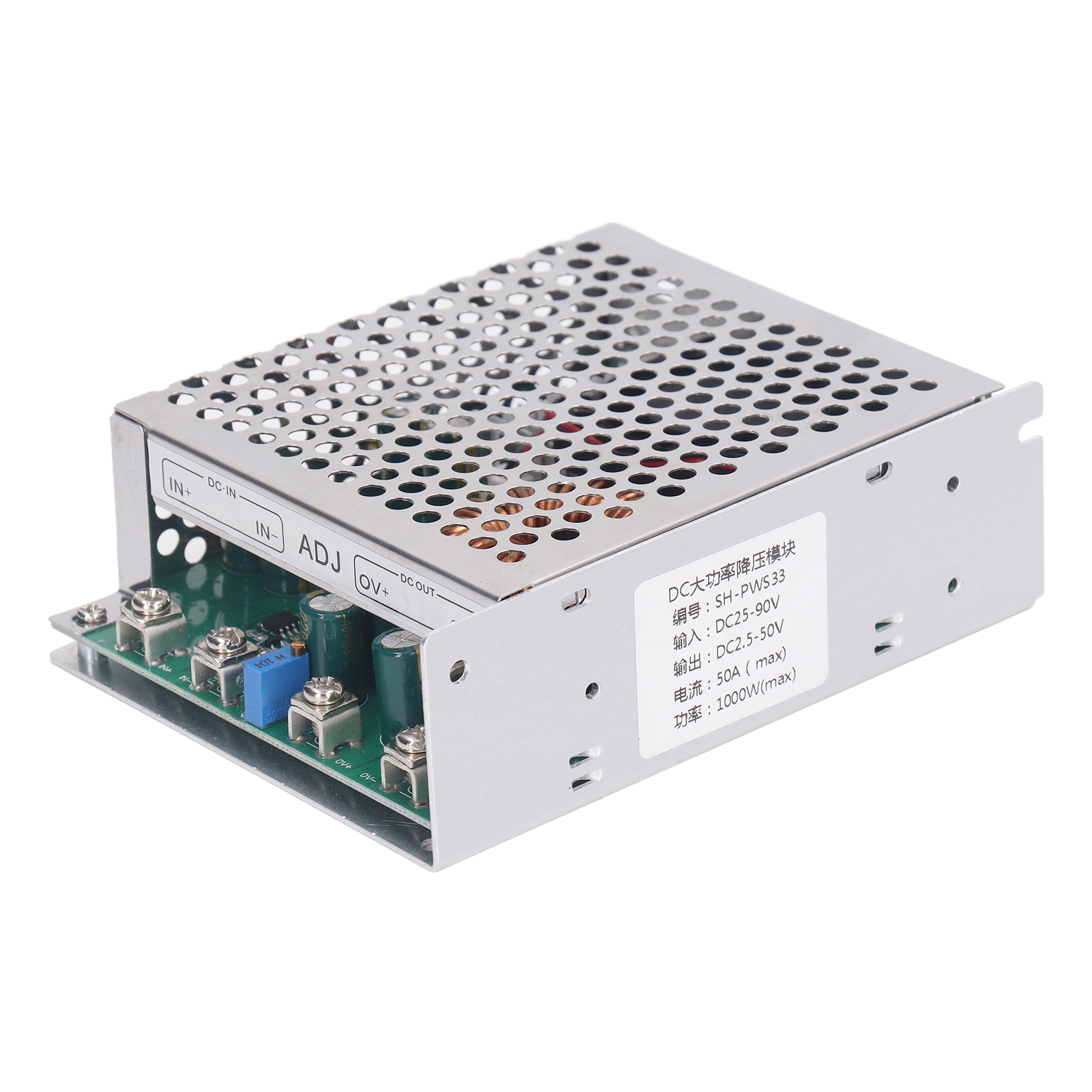 Dc-abwärtswandler 50 A 1000 W, Eingang 25–90 V, Ausgang 2,5–50 V, Einstellbar Mit Lüfter