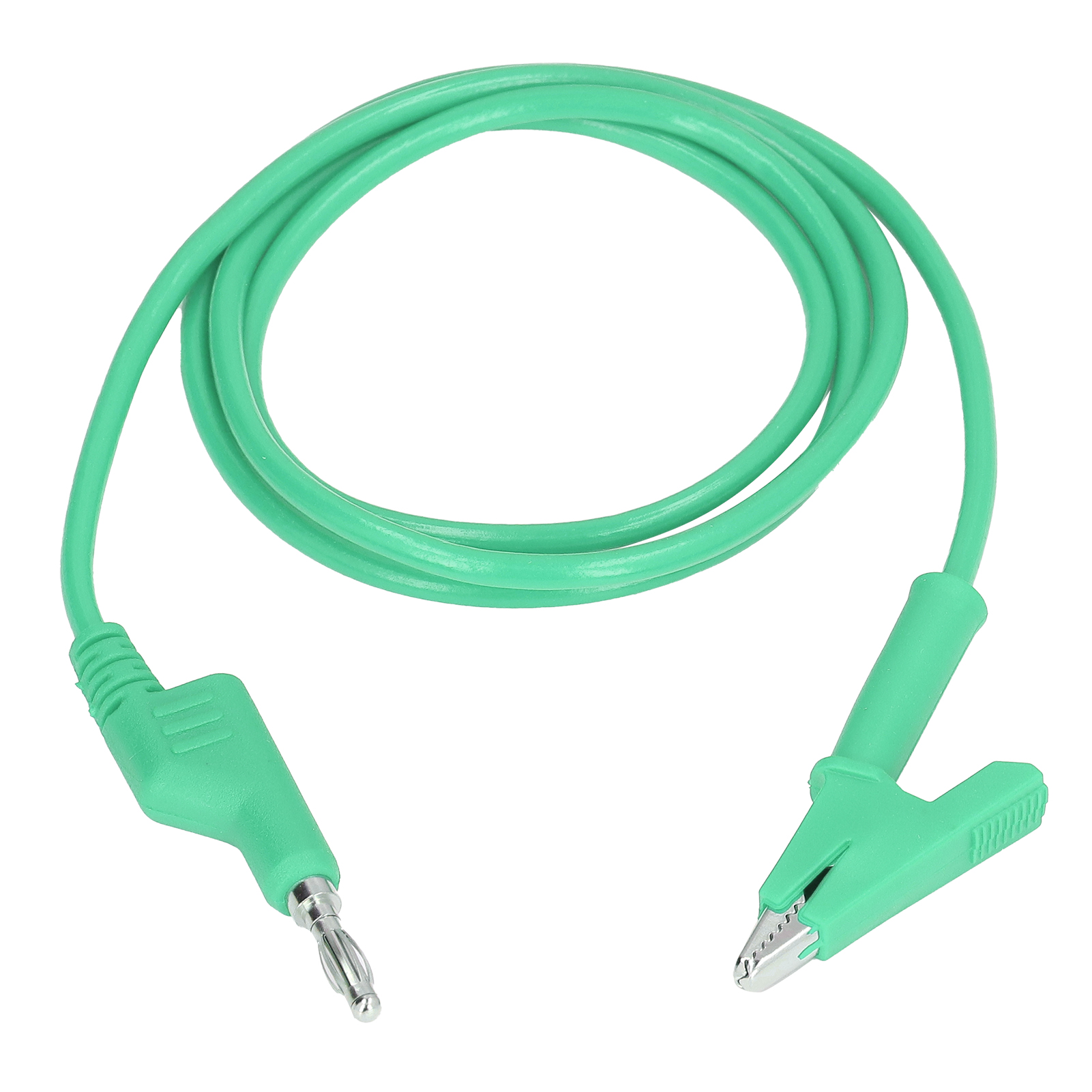 Grünes, Flexibles Elektrisches Prüfkabel Mit Krokodilklemmen Und 4-mm-bananensteckern Für Diagnosezwecke. Art.-nr. J.70035-1