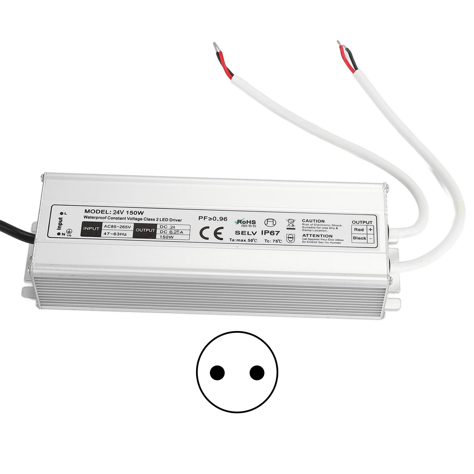 Ip67 Wasserdichtes 150-w-led-netzteil, 24-v-transformator (0–6,25 A), Ac85–265-v-netzadapter Für Außenbeleuchtung