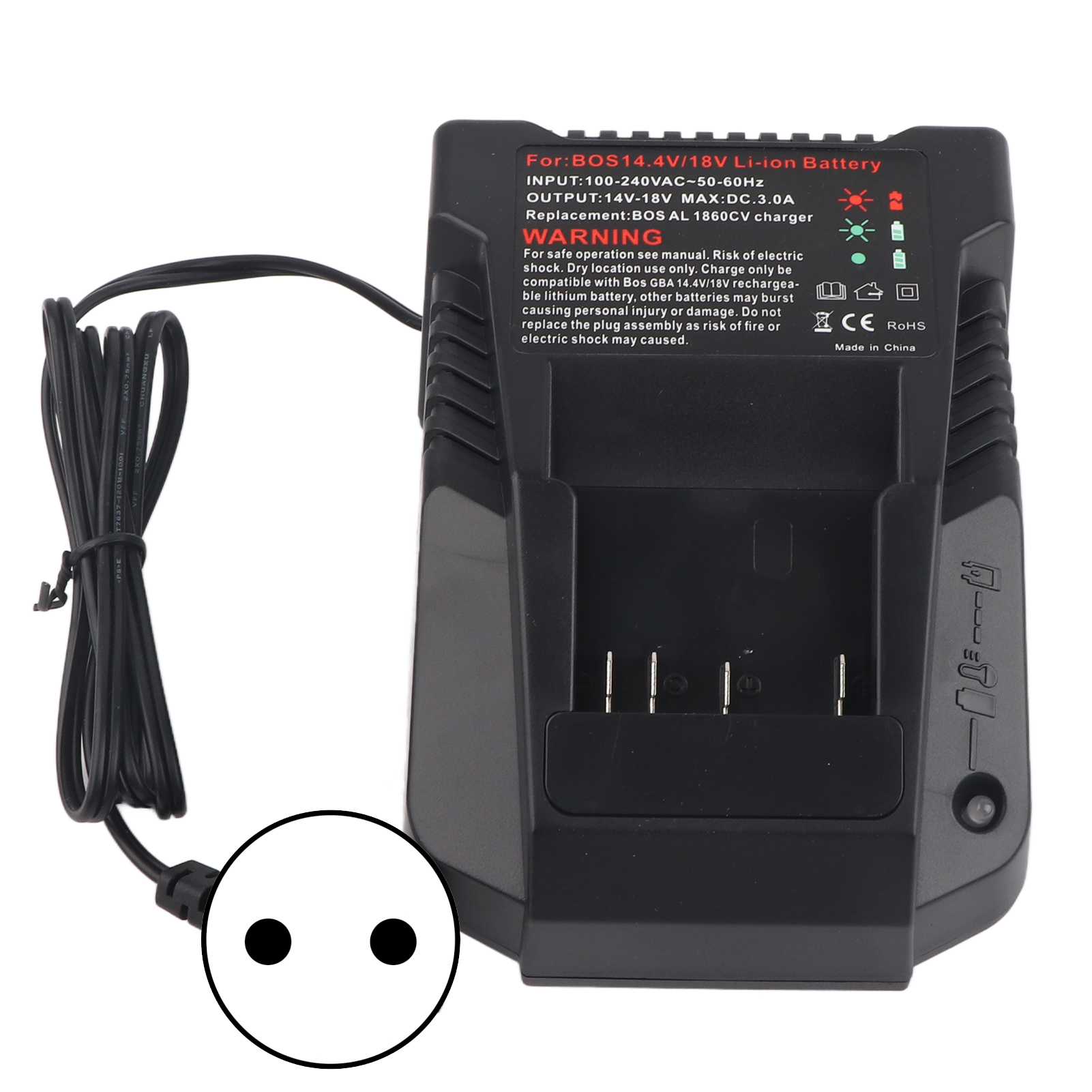 Intelligentes 14v-18v-ladegerät Für Bosch Bc660 Und Bc1880 Lithium-ionen-akkus, 100-240v Netzanschluss Mit Eu-stecker