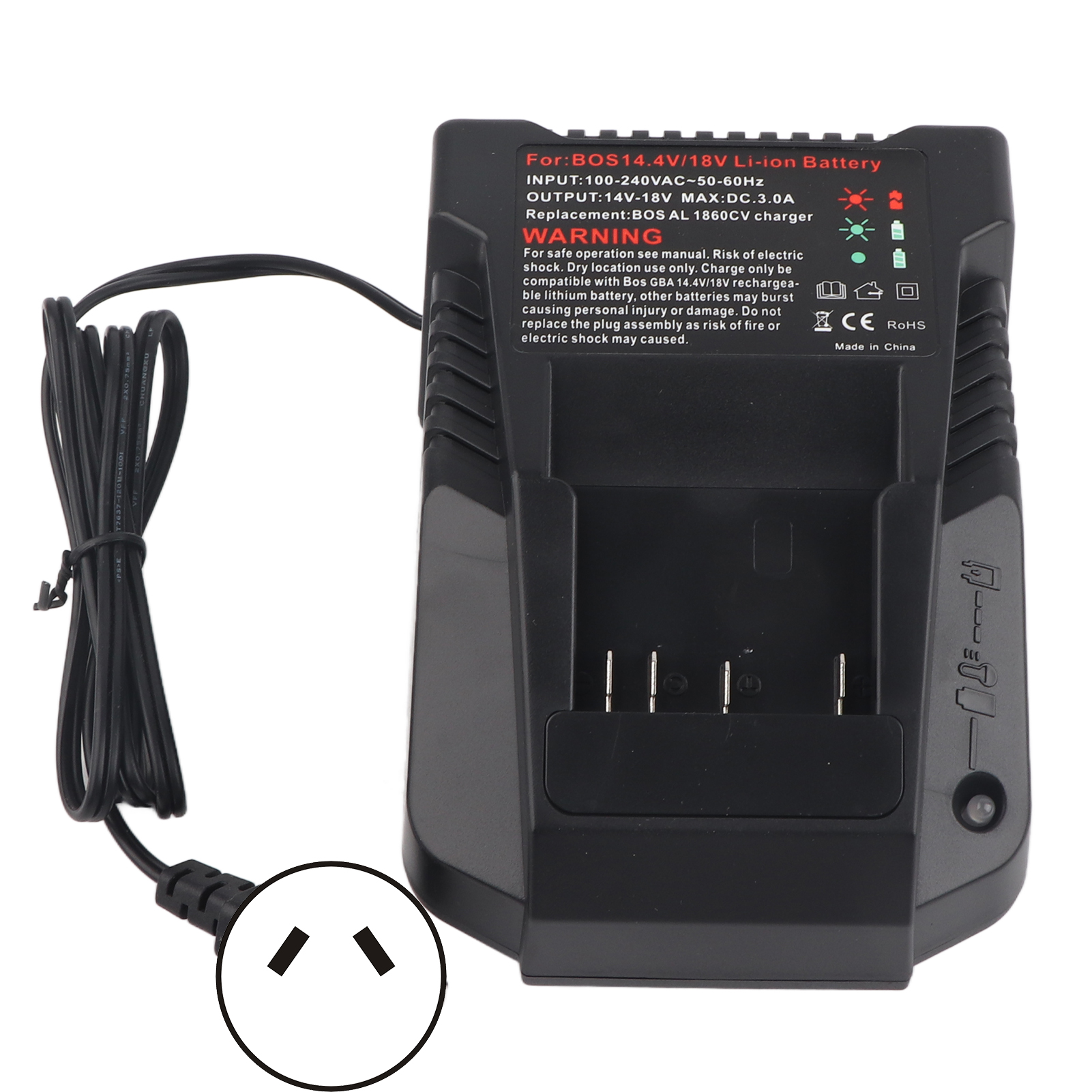 Intelligentes 14v-18v-ladegerät Für Bosch Bc660 Und Bc1880 Lithium-ionen-akkus, 100-240v Netzanschluss Mit Australischem Stecker