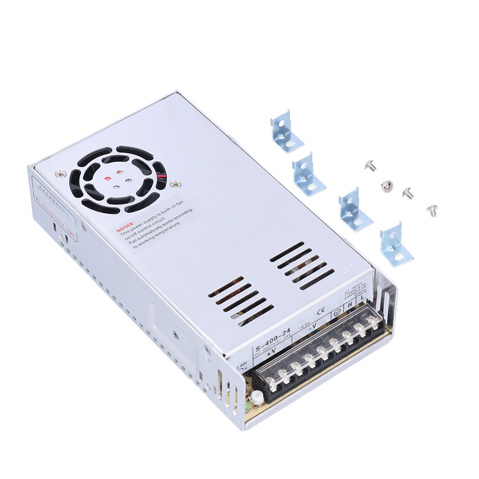 400-w-schaltnetzteil Mit Gehäuse Und Klemmen Aus Aluminiumlegierung, 115–230 V Wechselspannungswandlung, 24 V/16,5 A Ausgang