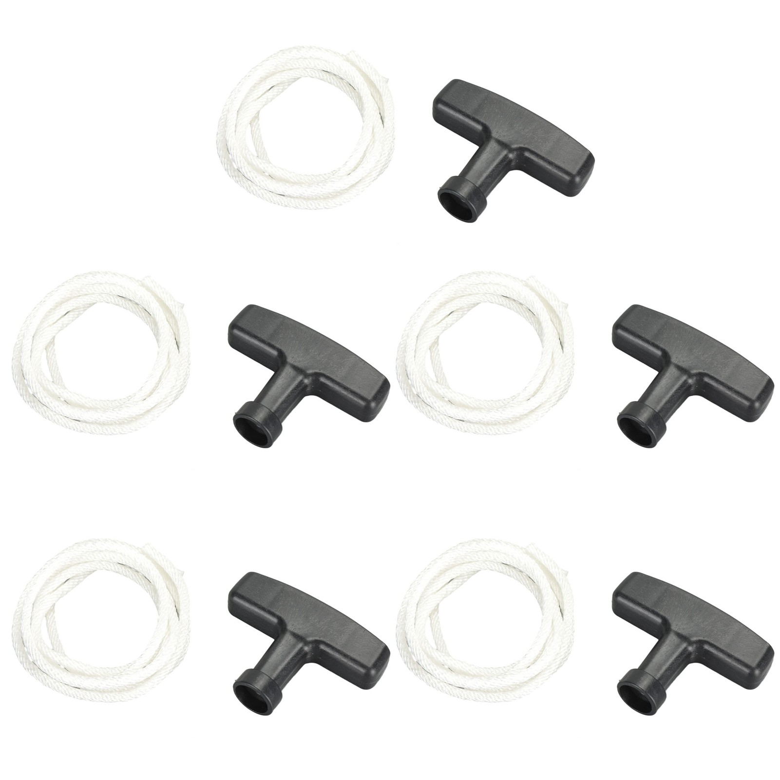 5-teiliges Starthilfekabel (125 Cm) Für Rasenmäher Und Benzingeneratoren, Schwarze Griffe Und Weißer Schaft