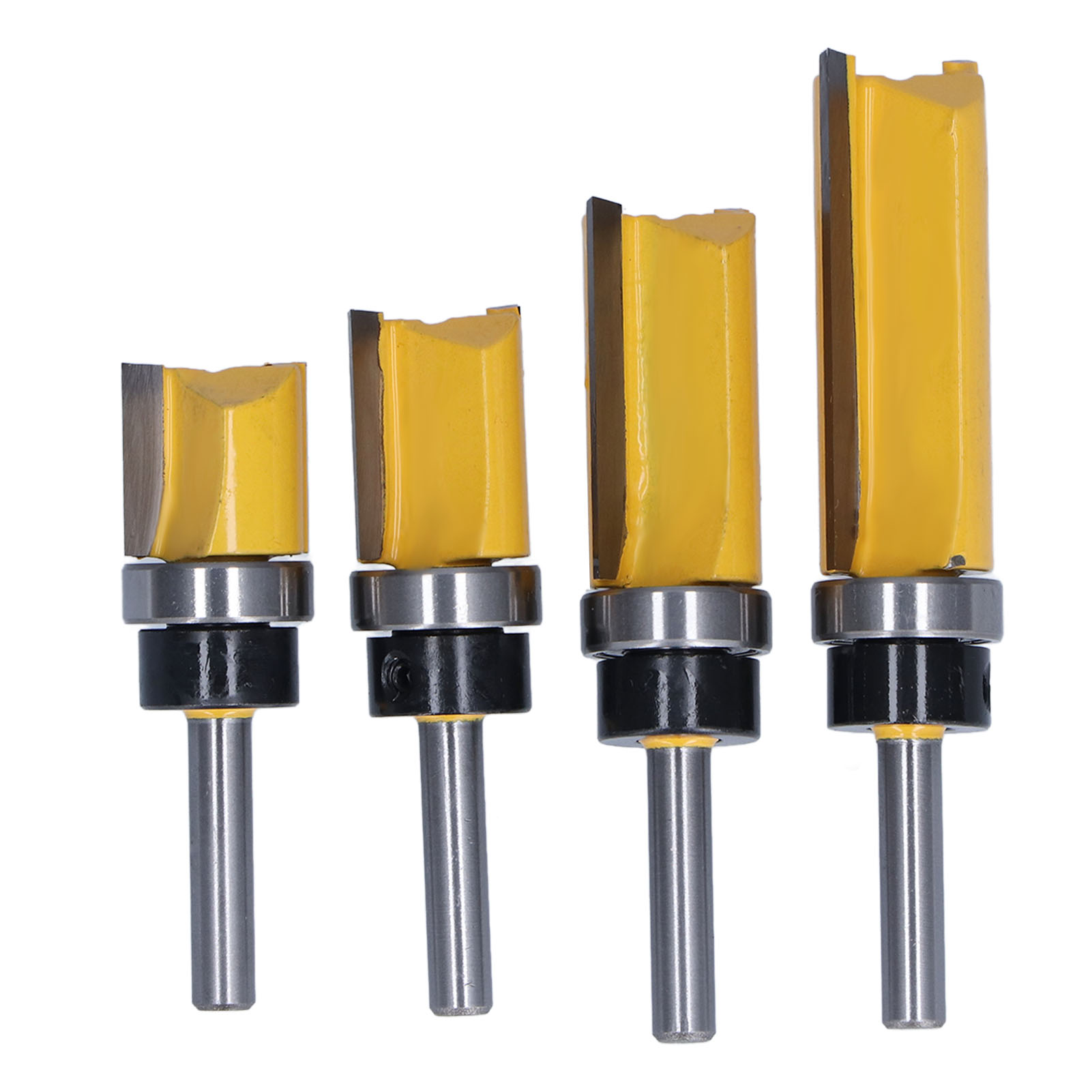 4-teiliges Bündigfräser-set Mit Kugellager, 19 Mm Durchmesser, Für Präzise Schnitte, 1/4-zoll-schaft