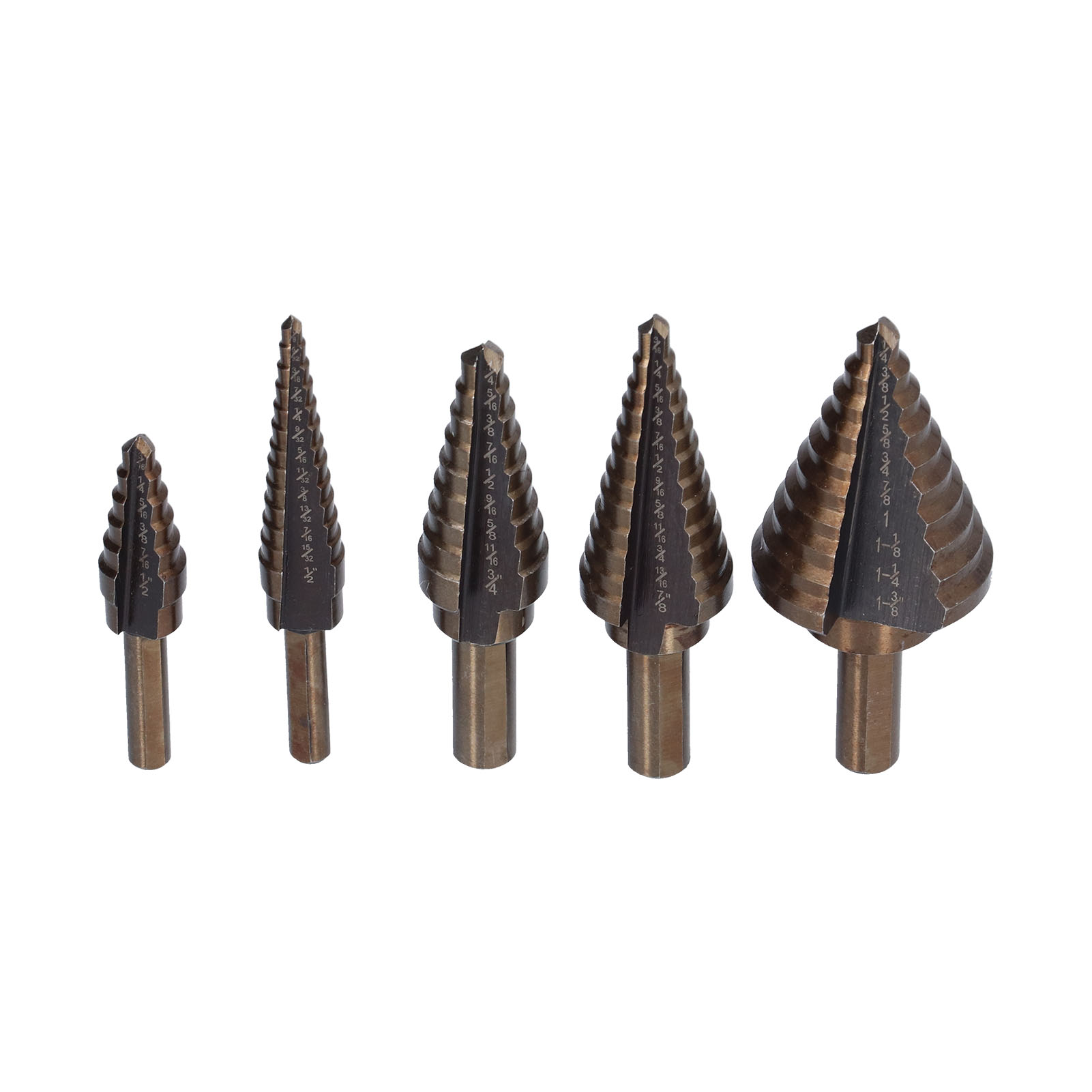 Set Mit 5 Stufenbohrern Aus Hss Mit Titanbeschichtung Für Präzises Bohren