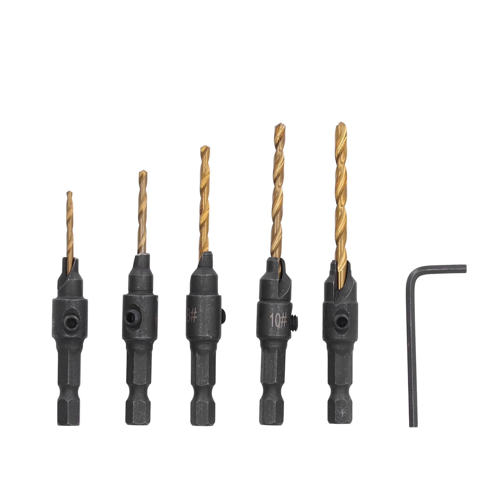5-teiliges 1/4-zoll-sechskant-hss-senkbohrer-set Für Die Holzbearbeitung