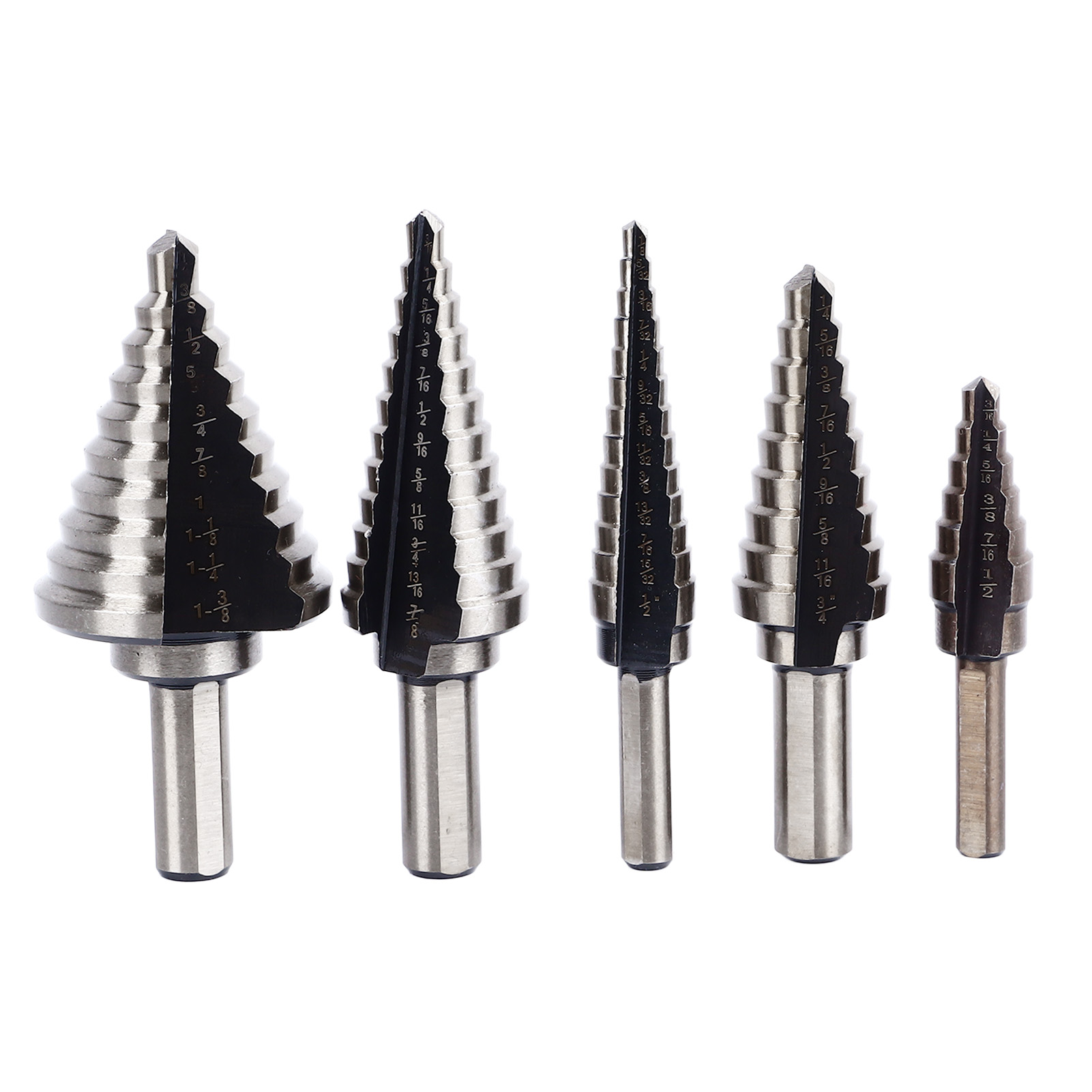 Set Mit 5 Hochpräzisen, Wiederverwendbaren Stufenbohrern Aus Legiertem Stahl Für Holz Und Metall