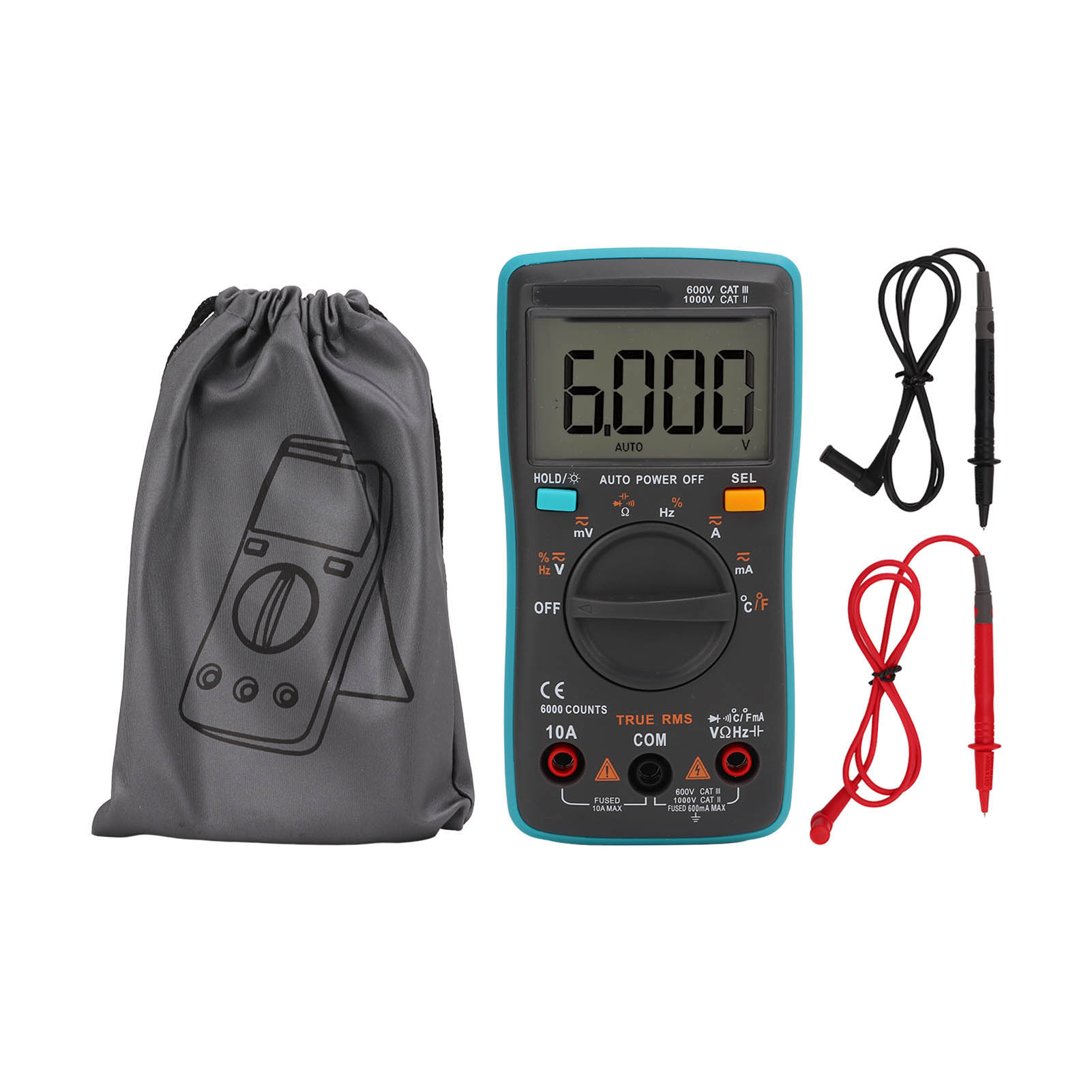 Zt102 Digitalmultimeter, 6000 Zähler, Automatische Spannungs- Und Strommessung, Tragbares Elektrisches Prüfgerät
