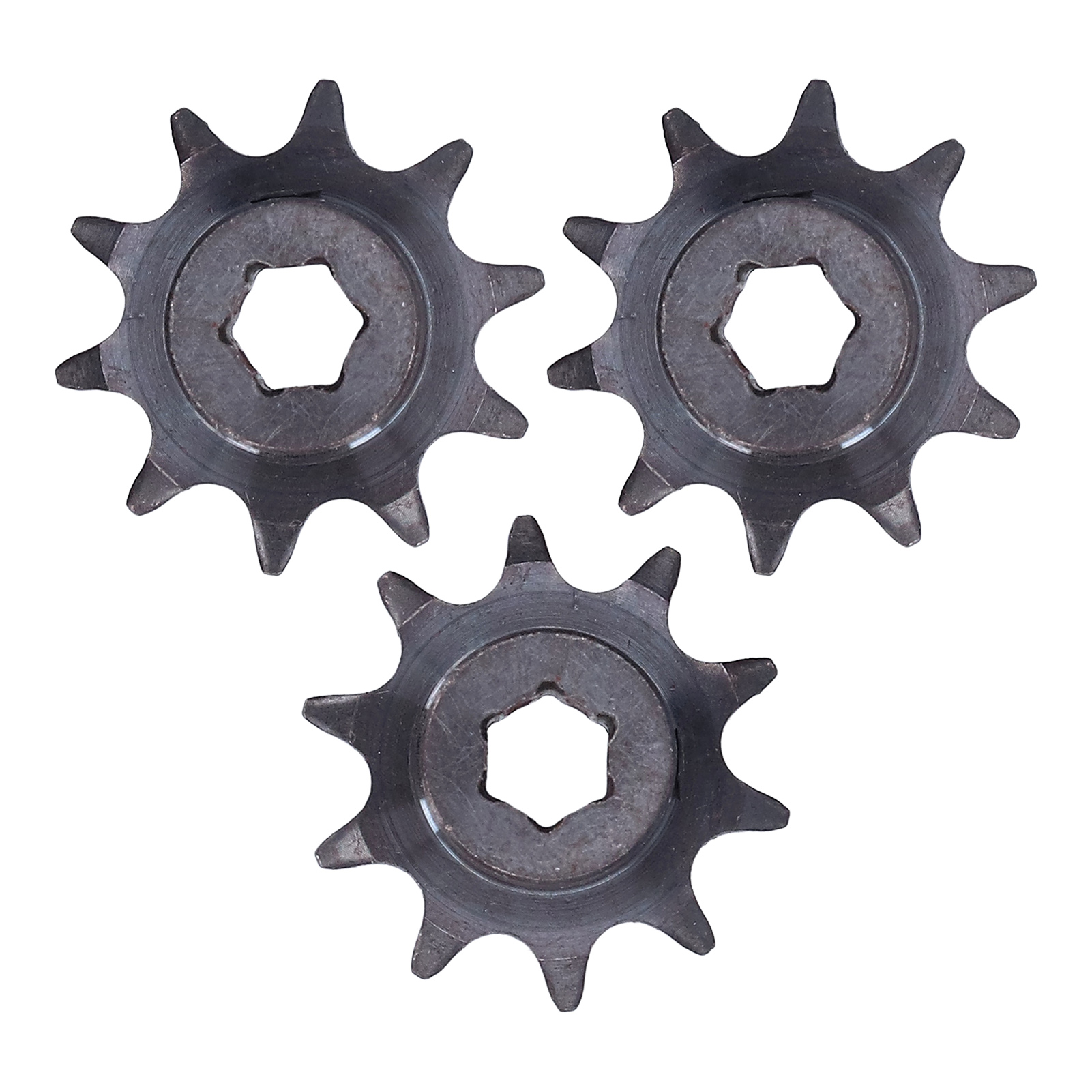Satz Aus 3 Stahlkettenrädern Mit Sechskantbohrung, 8 Mm Teilung, 10 Zähne, Referenz 5307-4008-0010