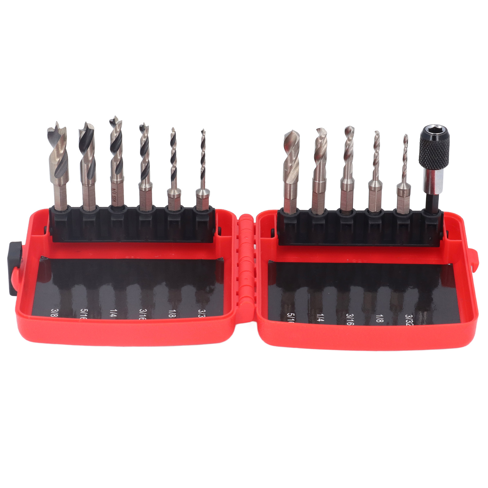 6-teiliges Set Dreipunktbohrer Mit Zentrierspitze Und 5 1/4-zoll-sechskantschaft-bohrer Aus Hss