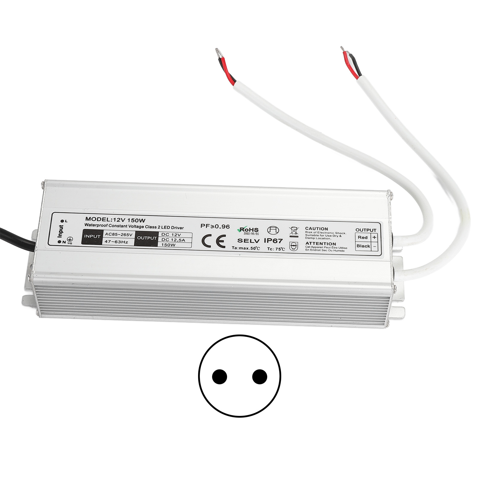 Ip67 Wasserdichtes Led-netzteil 150w 12v 0-12,5a Ac85-265v Transformator Eu