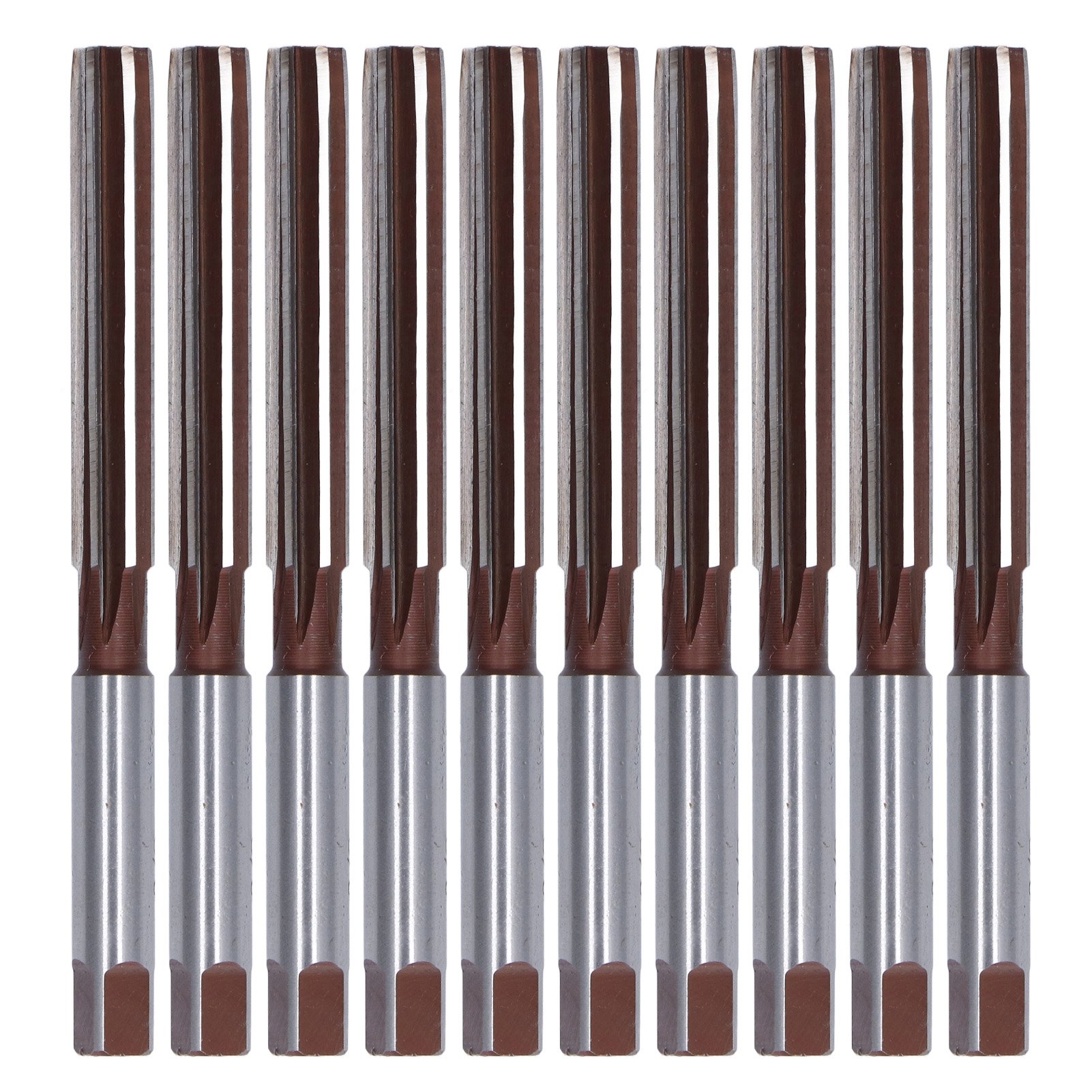 10-teiliger Handreibahlensatz, 6 Gerade Nuten, Amerikanisches System, 9sicr, 3/8 Zoll, Braun/rot