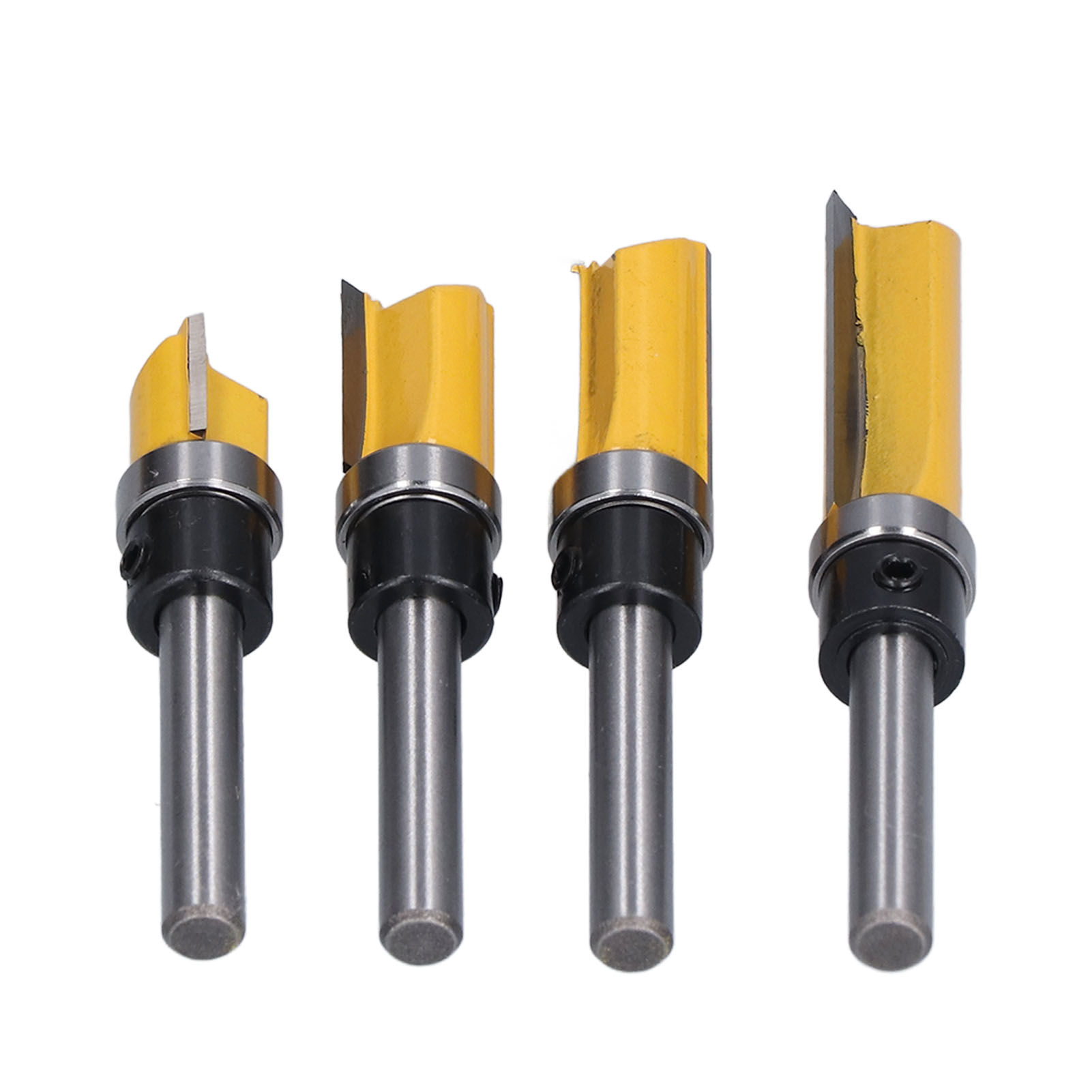 4-teiliges Bündigfräser-set Mit Kugellager, Geradem Fräser, 1/2 Zoll Durchmesser, 1/4 Zoll Schaft