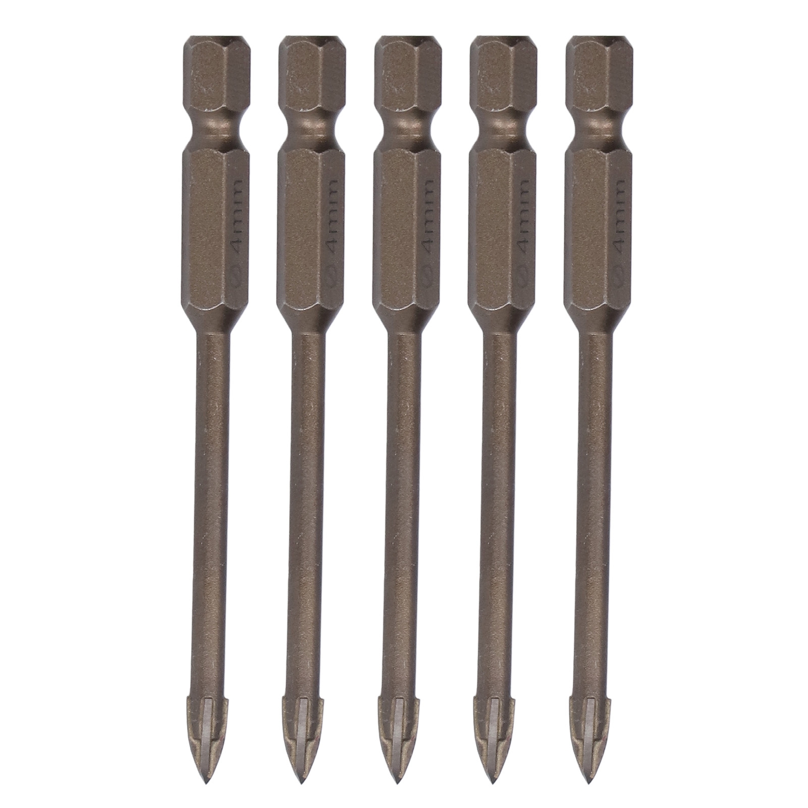 5-teiliges 1/4-zoll-sechskant-kreuzbohrer-set Für Keramik, Glas Und Beton – 4 Mm Hartmetallwerkzeug