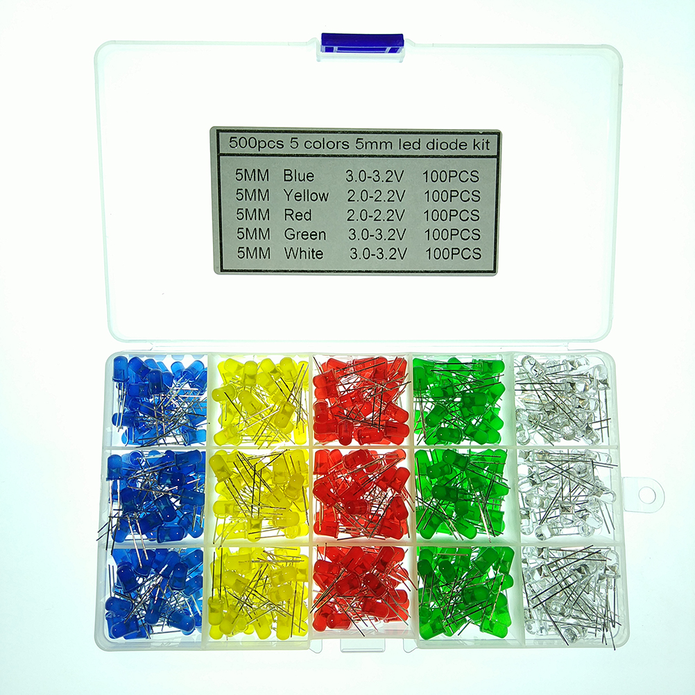 500 Stück 5-mm-mehrfarben-leds – Diffuse Leuchtdioden – Rundlampen-sortiment